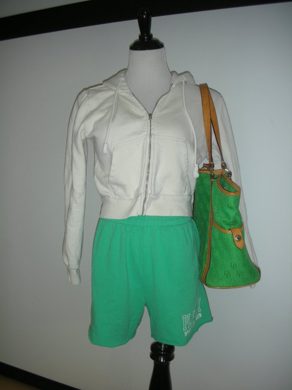 PacSun Playboy Sports Club Green Sweat Shorts Y2K Lounge Athletic Size Small